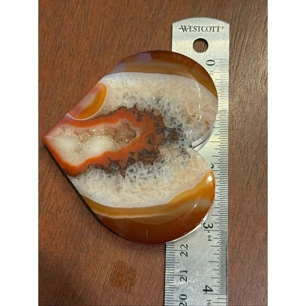 1 Natural Carnelian Crystal Heart Red Agate Geode Cluster Spiritual Meditation